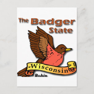 Cartão Postal Wisconsin Badger State Robin png