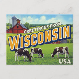 Cartão Postal Wisconsin Dairy Farm Cows Greetings
