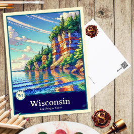 Cartão Postal Wisconsin | Postcard ao estilo Anime com sombreame