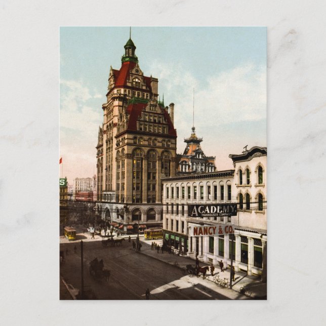 Cartão Postal Wisconsin Street Milwaukee (Frente)