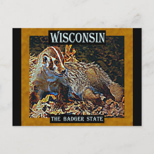 Cartão Postal Wisconsin The Badger State