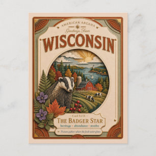 Cartão Postal Wisconsin Vintage Paper Cut American Arcana