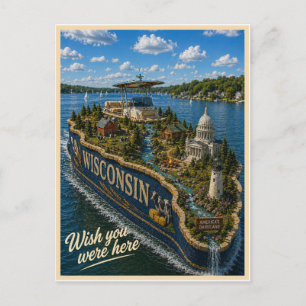 Cartão Postal Wisconsin   Wish You Were Here   Série Estadual