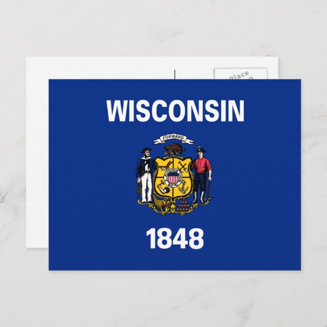 Cartão Postal Wisconsinite Flag, Flag de Wisconsin (Frente/Verso)