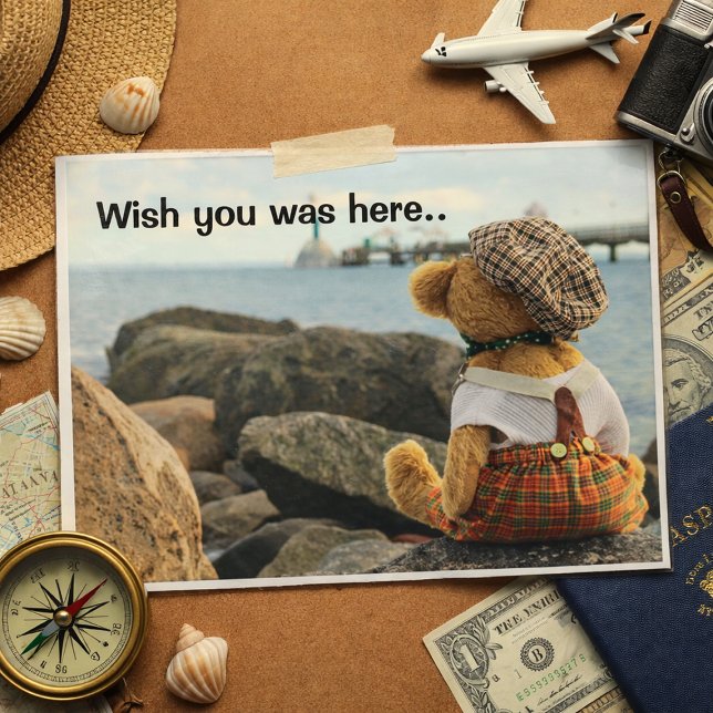 Cartão Postal Wish you was here teddy bear (Criador carregado)