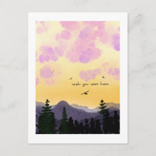 Cartão postal “Wish You Were Here” com aquarela so