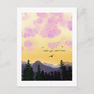 Cartão postal “Wish You Were Here” com aquarela so