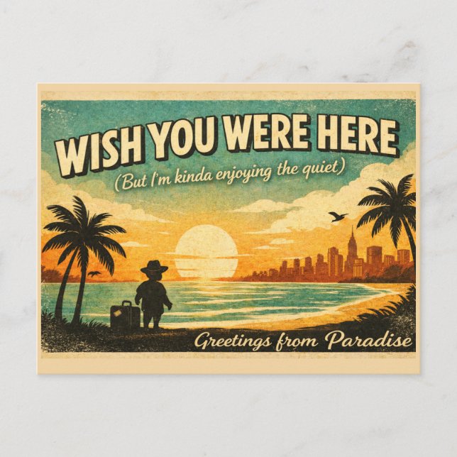 Cartão Postal Wish You Were Here – Retro Paradise Postcard (Frente)