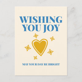Cartão Postal Wishing You Joy Heartfelt Typography Postcard