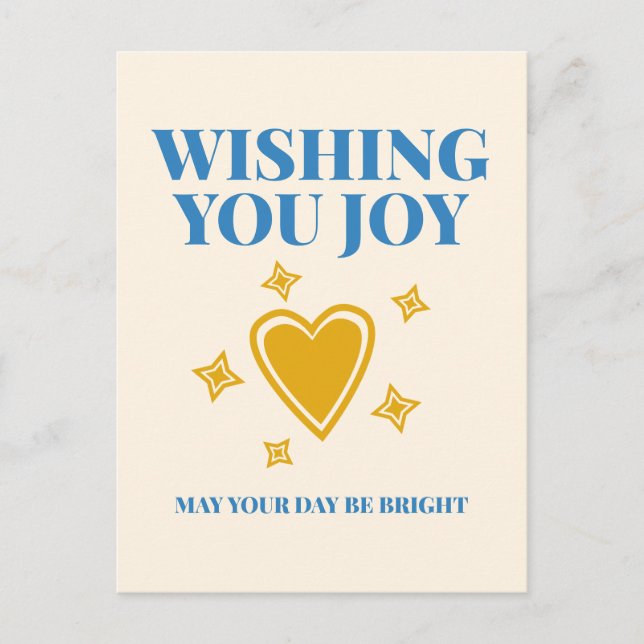 Cartão Postal Wishing You Joy Heartfelt Typography Postcard (Frente)