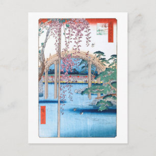 Cartão Postal Wisteria em Kameido Shrine Hiroshige Fine Art