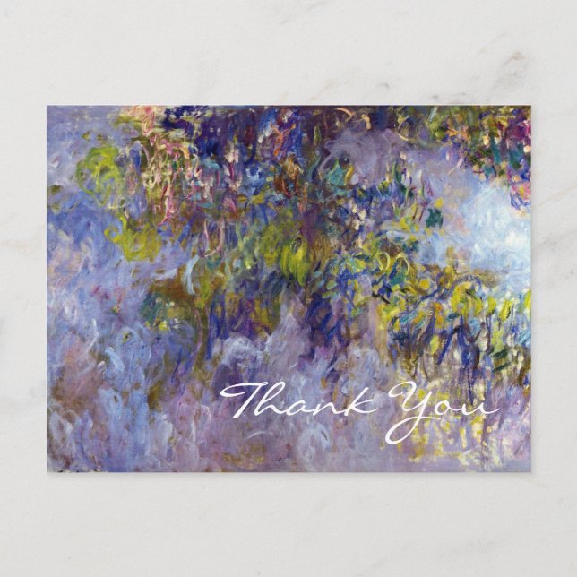 Cartão Postal Wisteria (esquerda) por Claudet Monet, Obrigado (Frente)