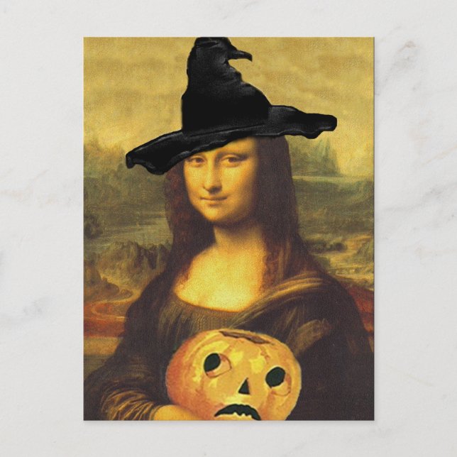 Cartão Postal Witch Mona Lisa Autumn Altered Art by crc Postcard (Frente)