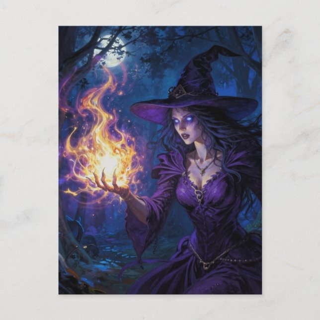 Cartão Postal Witch with fire magick (Frente)