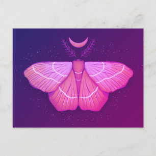 Cartão Postal Witchy Moth - Fantasia da Borboleta Mágica Roxa