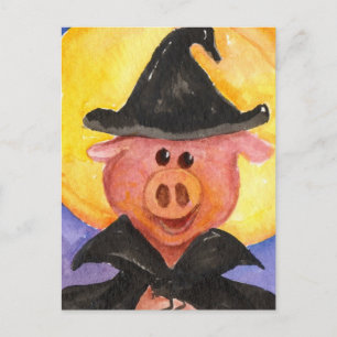 Cartão Postal Witchy Pig