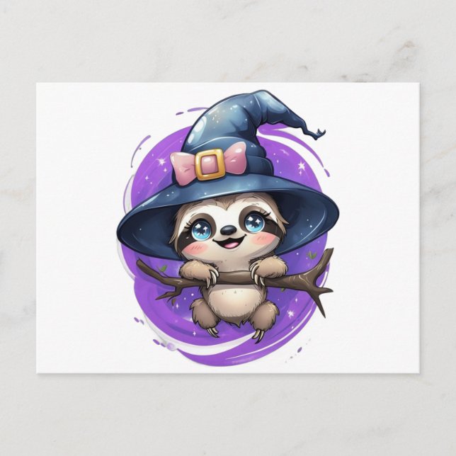 Cartão Postal Witchy Sloth (Frente)