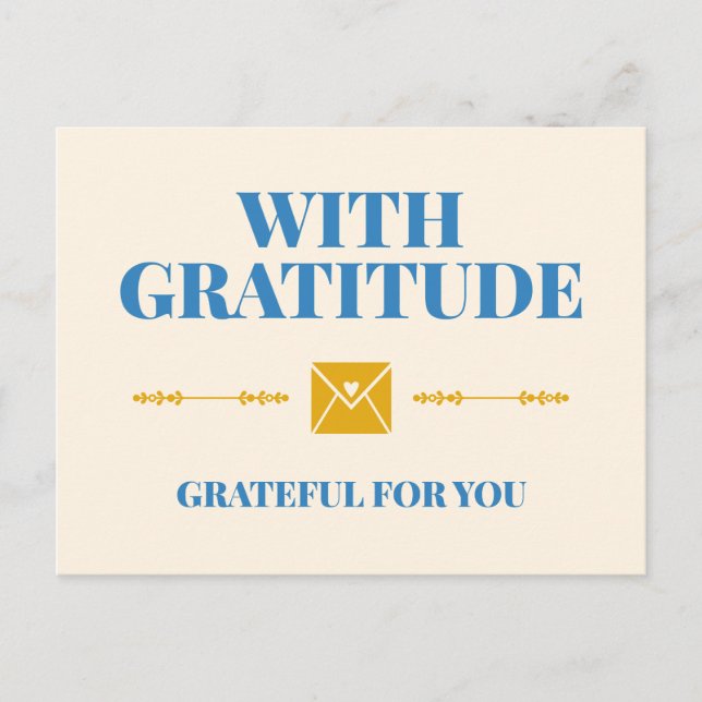 Cartão Postal With Gratitude Grateful for You Typogrpahy (Frente)