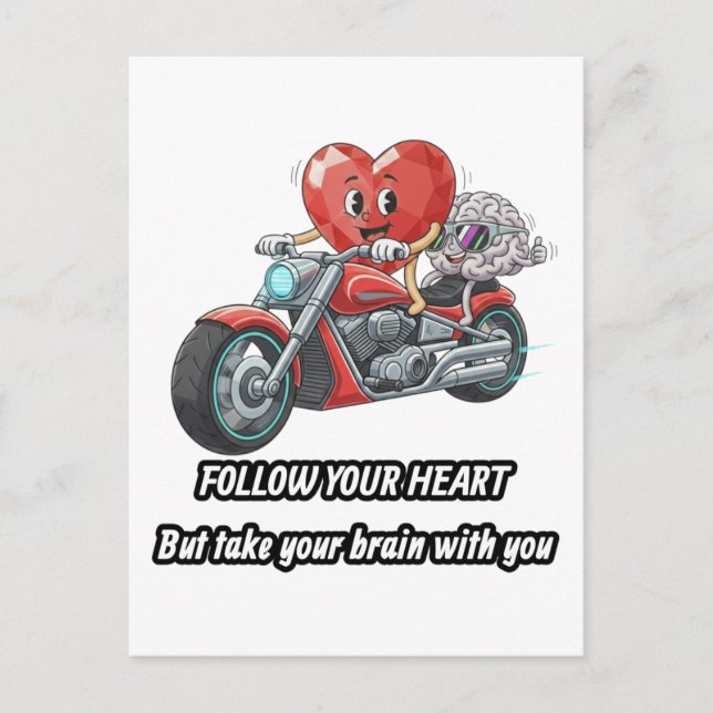 Cartão Postal witty relationship quote gift heart riding bike (Frente)