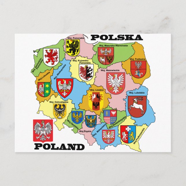 Cartão Postal Wojewodztwa Polski_mapa (Frente)