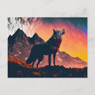 Cartão Postal Wolf Howling Art