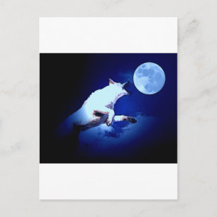 Cartão Postal Wolf Howling na Lua