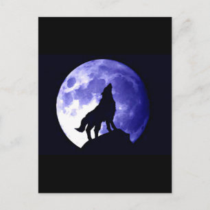 Cartão Postal Wolf Howling na Lua
