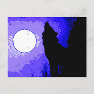 Cartão Postal Wolf Howling na Lua