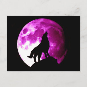 Cartão Postal Wolf Howling na Lua