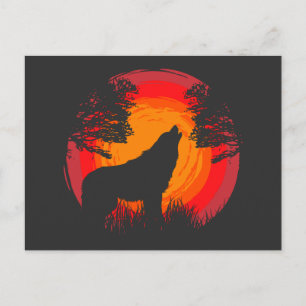 Cartão Postal Wolf Howling no Sol