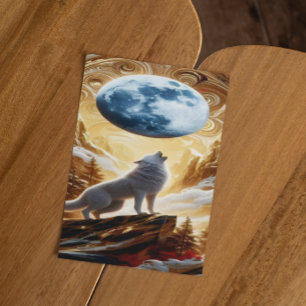 Cartão Postal Wolf Howling Sob A Lua