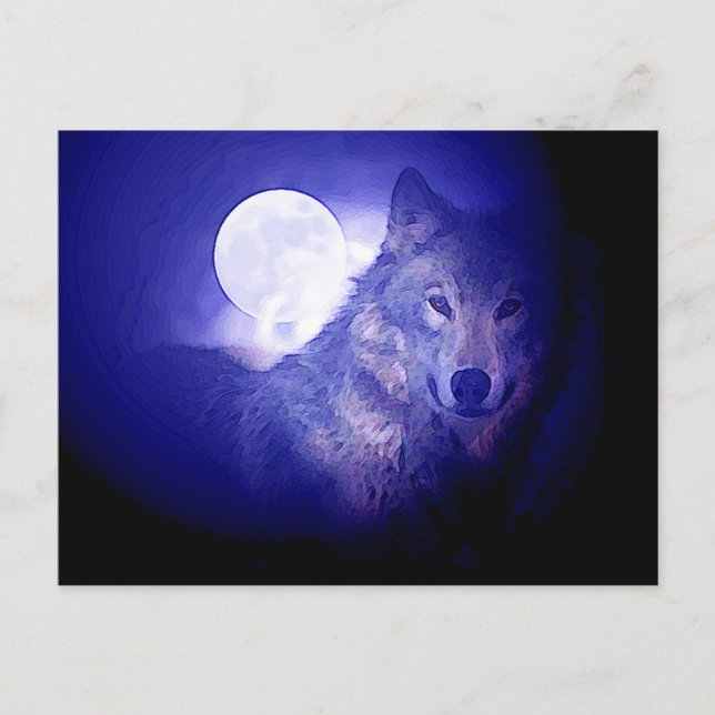 Cartão Postal Wolf & Moon (Frente)