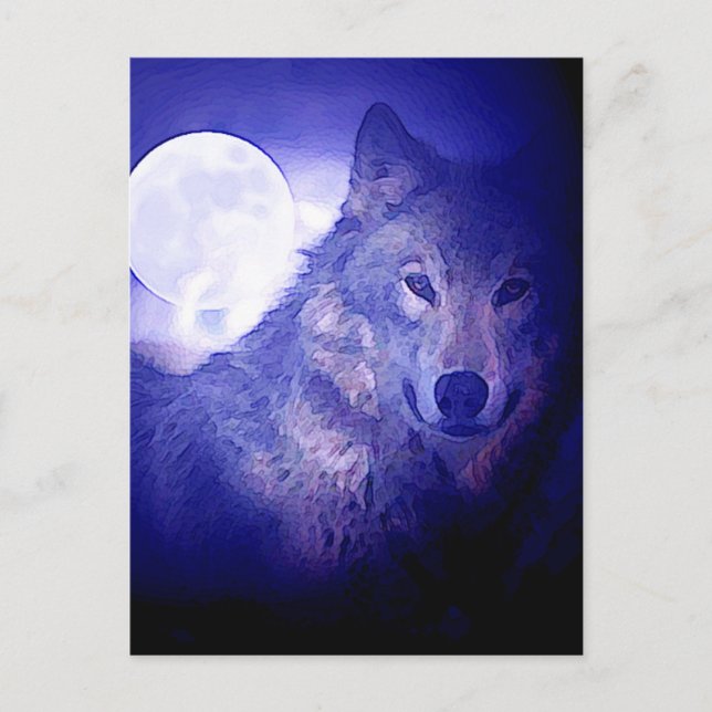 Cartão Postal Wolf & Moon (Frente)