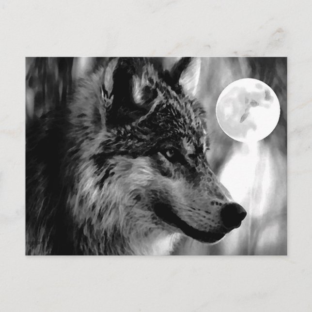 Cartão Postal Wolf & Moon (Frente)
