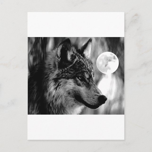 Cartão Postal Wolf & Moon (Frente)