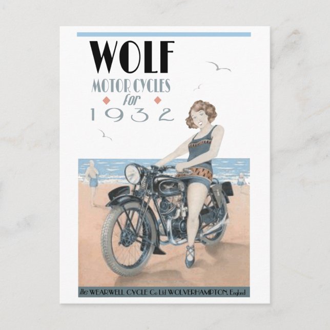 Cartão postal Wolf Motorcicleta (Frente)