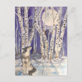 Cartão Postal Wolf no Cartão-postal de inverno