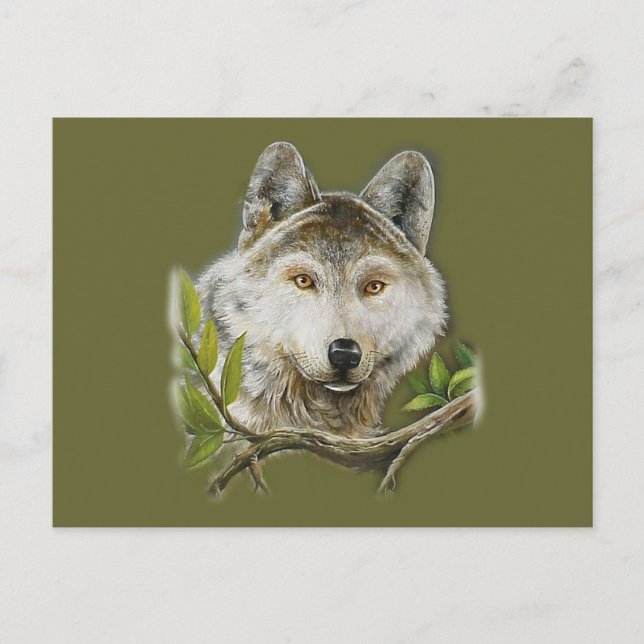 Cartão Postal Wolf Painting com apenas face (Frente)