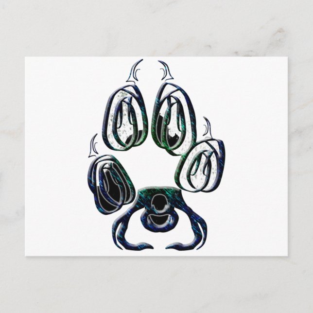 Cartão Postal Wolf Paw Print (Frente)