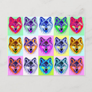 Cartão Postal Wolf Pop Art