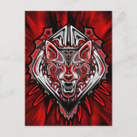 Wolf Tattoo Style Haida Art Postcard