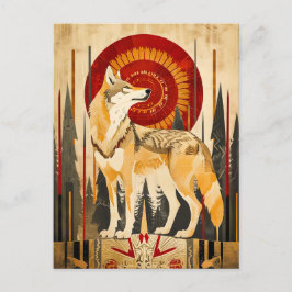 Cartão Postal Wolf Totem – Guardian in Deco Style