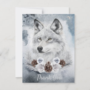 Cartão Postal Wolf Watercolor White Winter