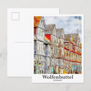 Cartão Postal Wolfenbuttel Alemanha Viagem Watercolor