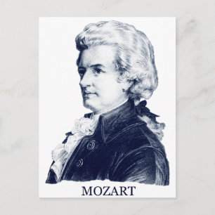 Cartão Postal Wolfgang Amadeus Mozart, azul
