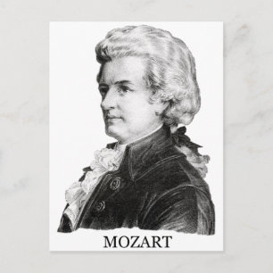 Cartão Postal Wolfgang Amadeus Mozart, negro