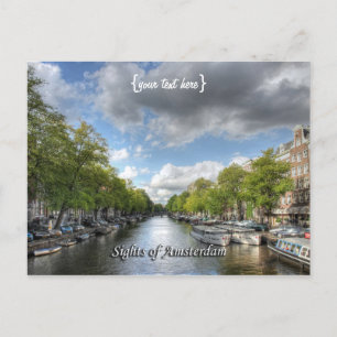 Cartão Postal Wolvenstraat / Canal Singel, Vista de Amsterdã