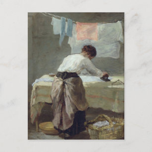 Cartão Postal Woman Ironing
