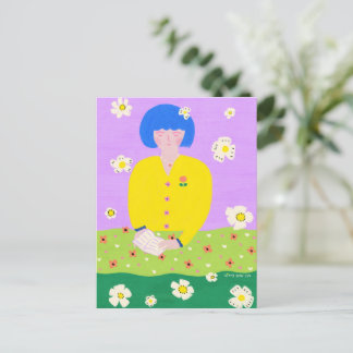 Cartão Postal Woman reading in the garden