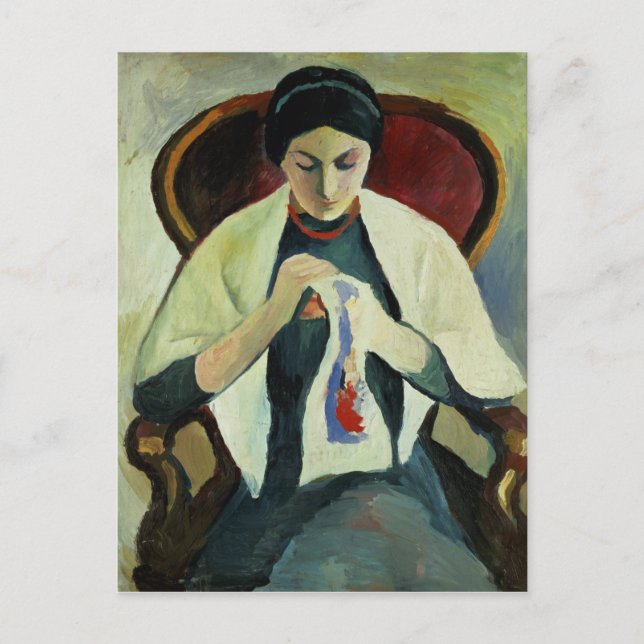 Cartão Postal Woman Sewing (Frente)